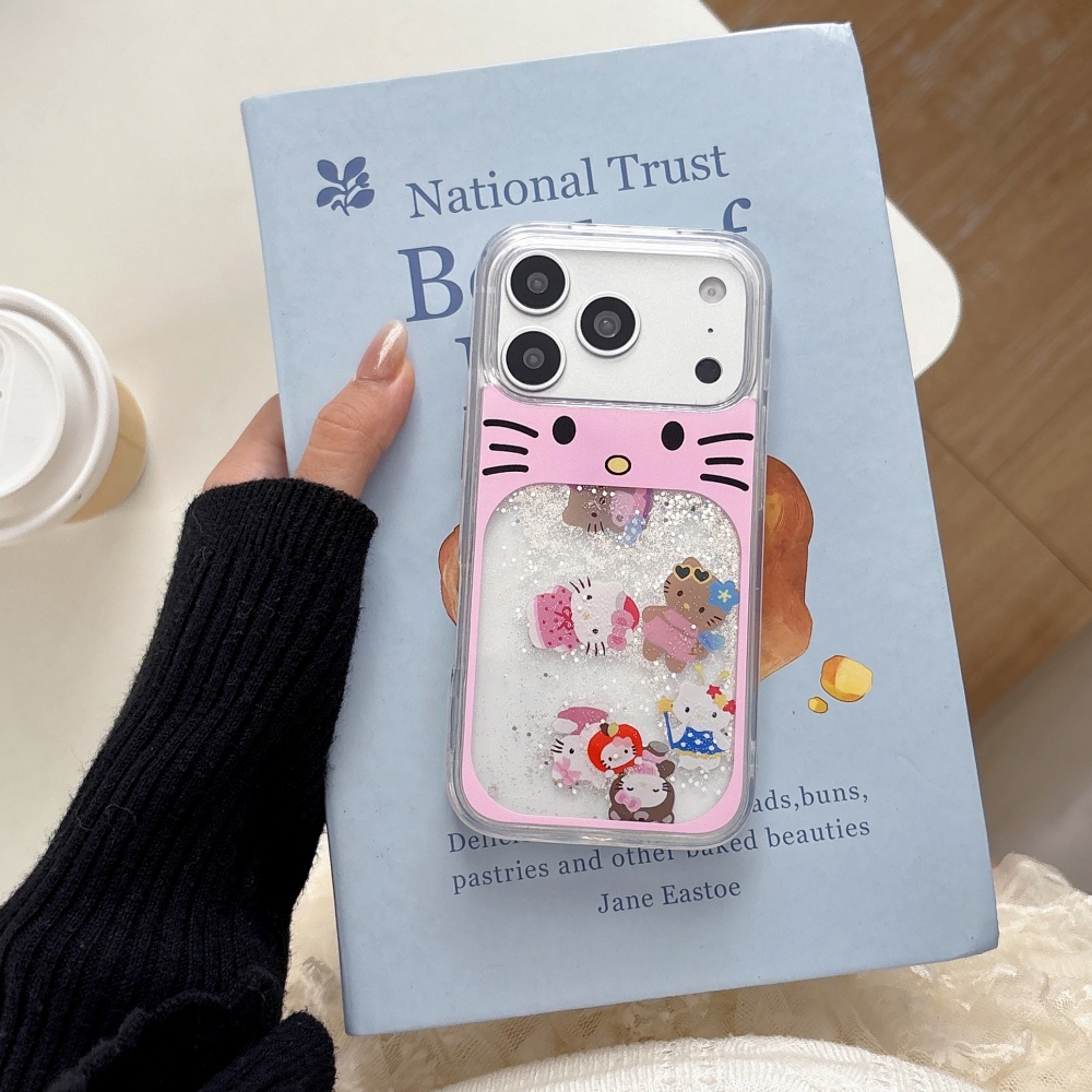 Phone Cases Hello Kitty - Sürgülü Blok Pembe Simli Hello Kitty