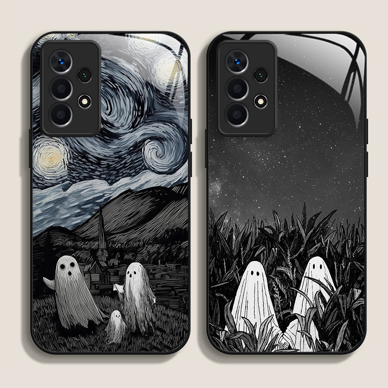 Phone Cases Art - Komik Hayalet Soyut Sanat Desenli Temperli