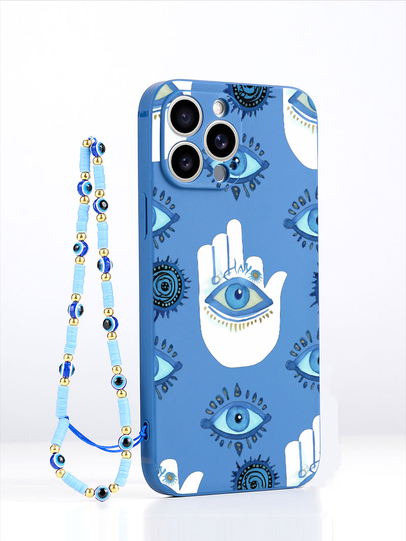 Phone Cases Expensive - Lüks Sıvı Silikon Mavi Nazar Boncuklu