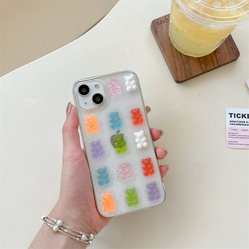 Phone Cases Drop Proof - Sevimli 3D Renkli Ayı Damla Tutkal