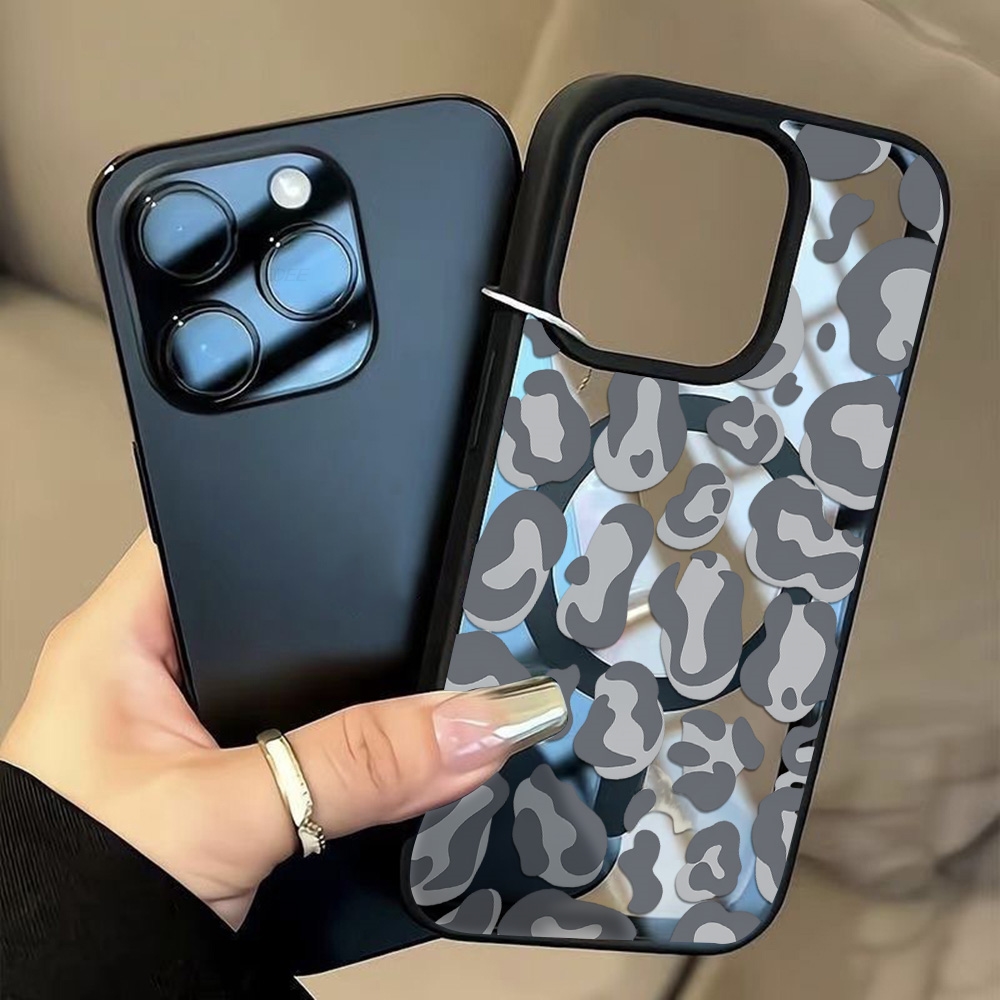 Clear Magsafe Case - Siyah Leopar Desenli Kılıf iPhone 13
