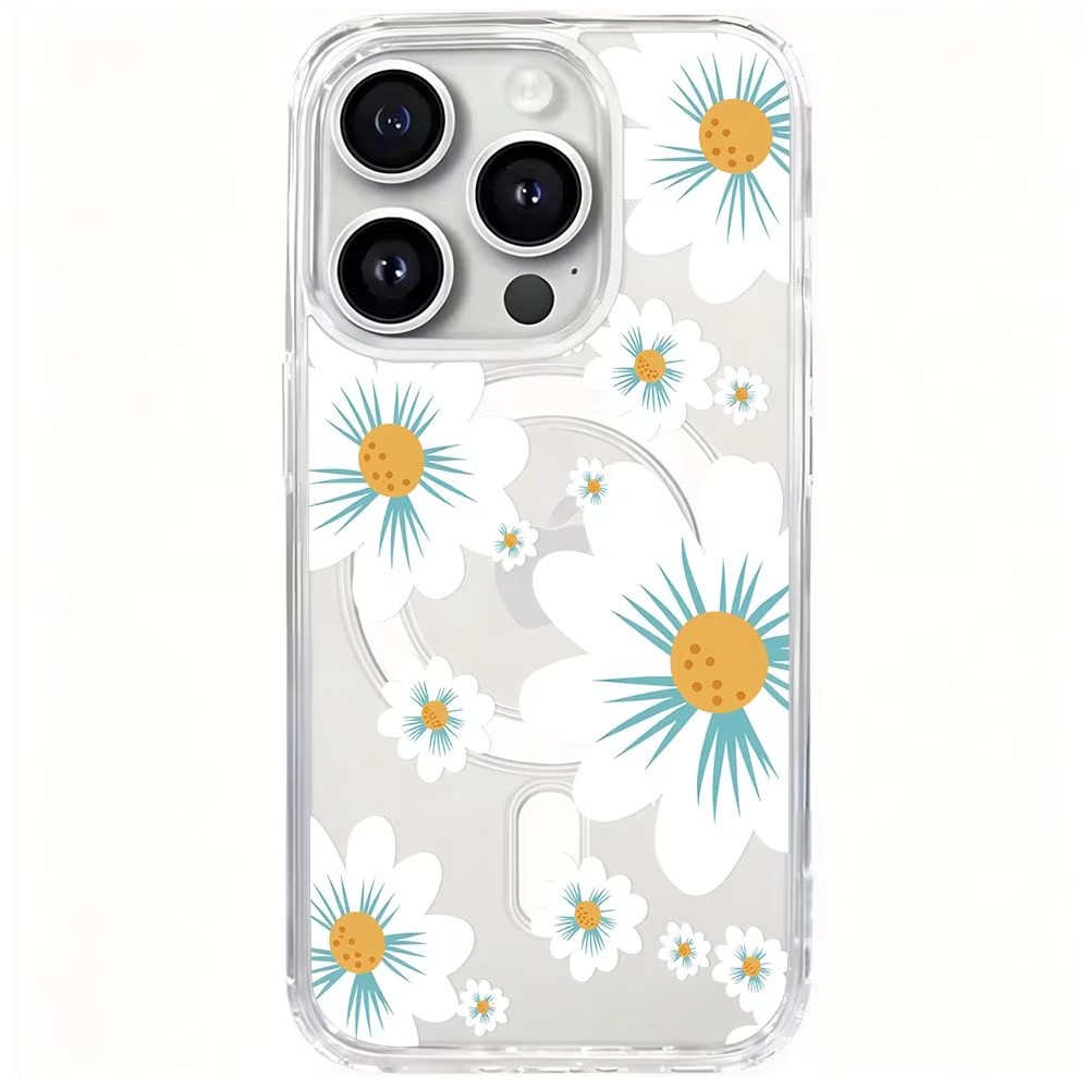 Clear Magsafe Case - Çiçek Desenli Telefon Kılıfı iPhone 17