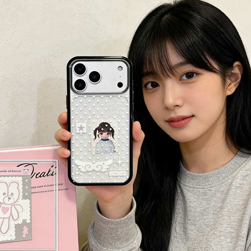 Phone Cases Girls - Koreli Kızlar İçin Puantiyeli Kanatlı Yıldızlı