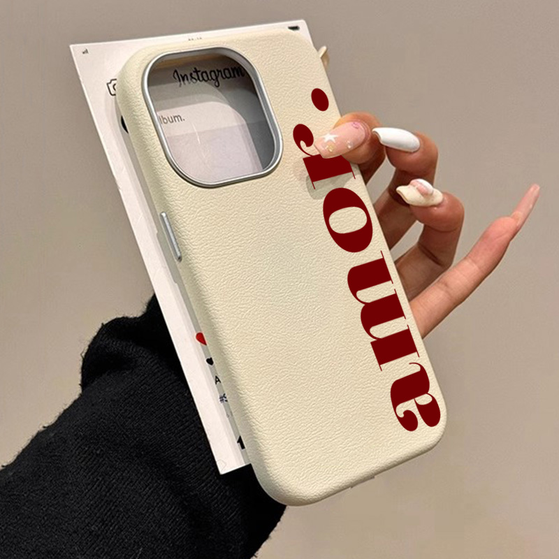 Phone Cases Brown - Kırmızı Sanatsal Harfli Lichee Desenli Telefon