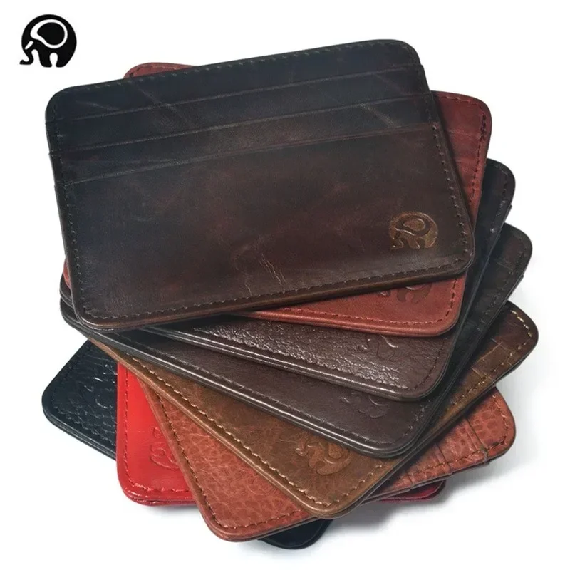 Slim Card Slot Case - Yeni Ince Hakiki Deri Mini Cüzdan