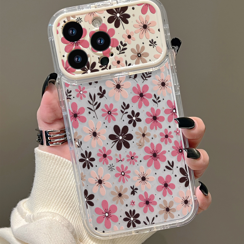 Phone Cases Brown - Cottagecore Pastel Pembe Kahverengi Çiçek Desenli