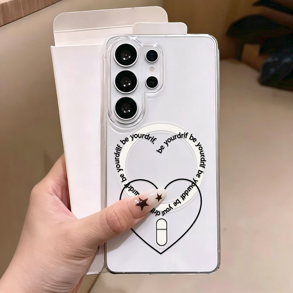 Clear Magsafe Case - Magsafe Uyumlu Kalp Desenli Telefon Kılıfı