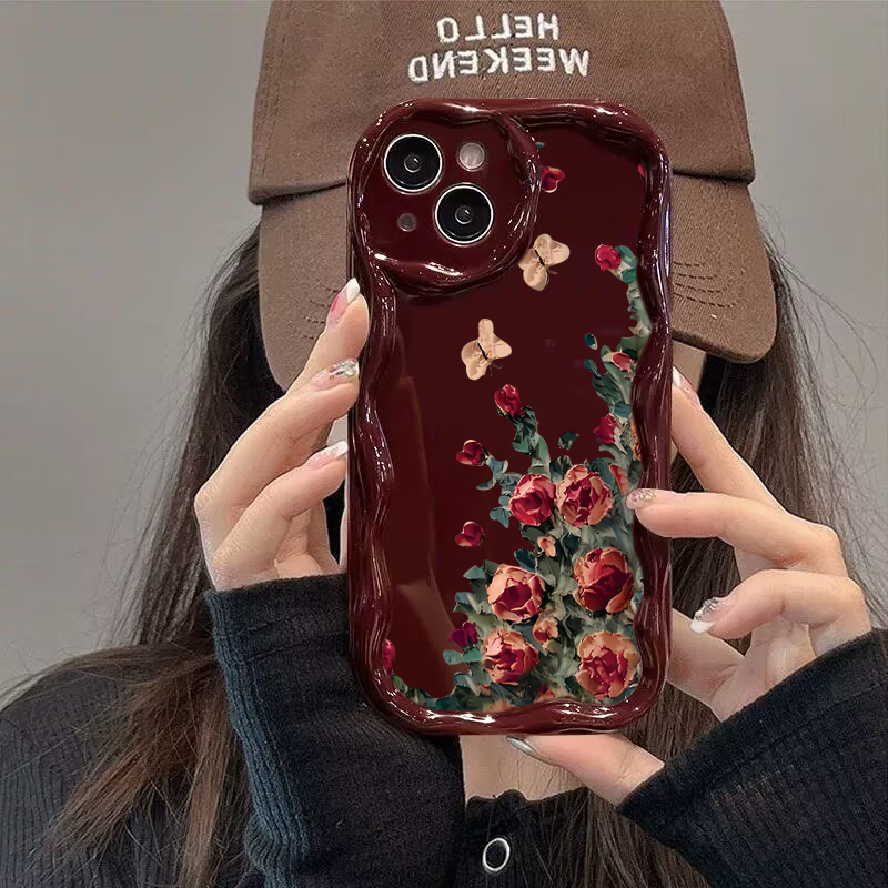 Phone Cases Art - Çiçek Desenli Retro Yağlı Boya Telefon