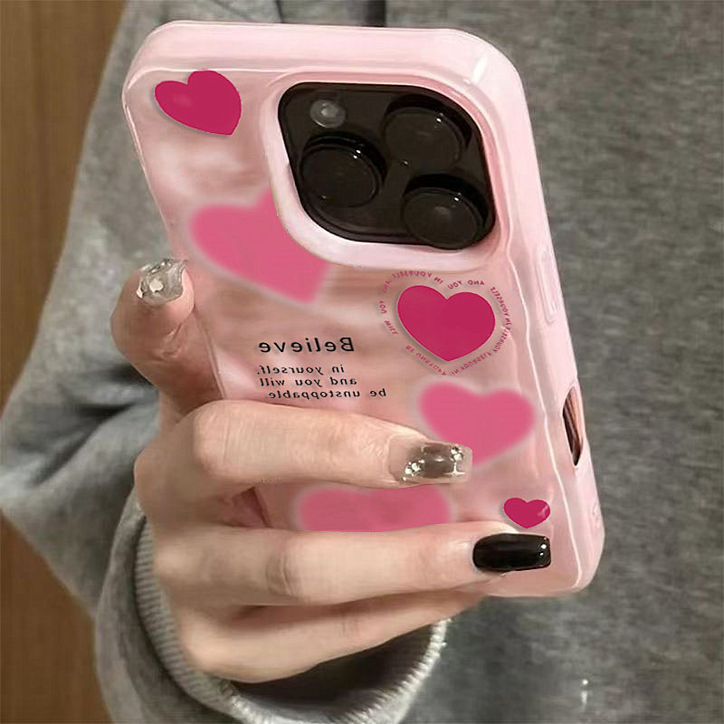 Phone Cases Expensive - Lüks Pembe Aşk Kalp Kıvrımlar Doku