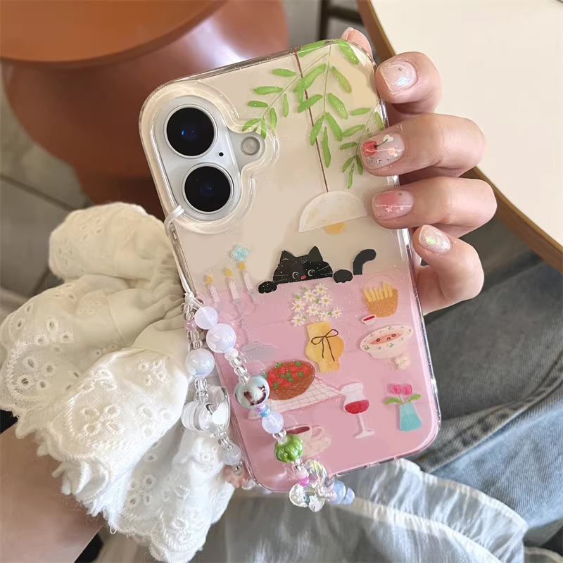 Phone Cases Girls - Sevimli Kız Yemek Masası Küçük Siyah