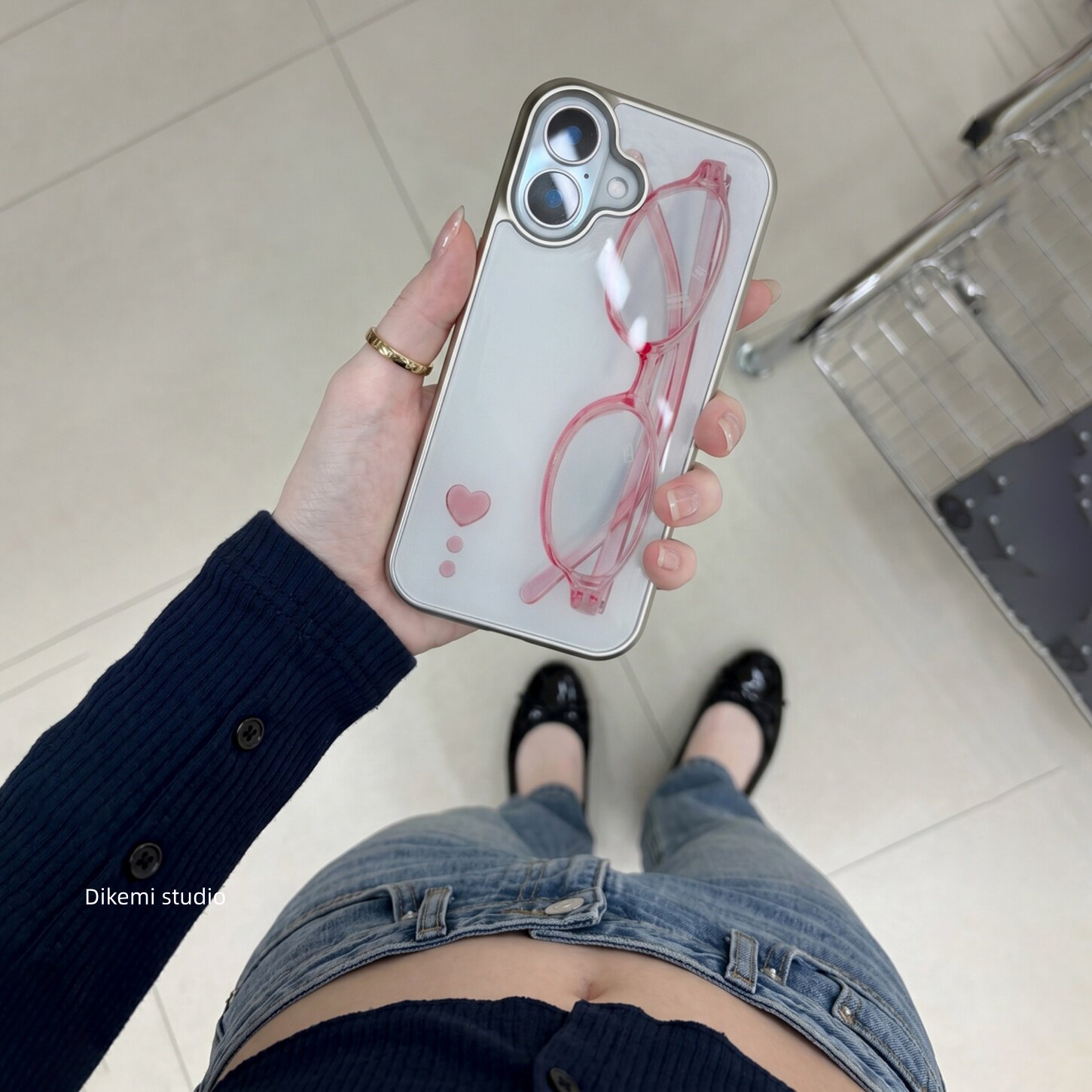 Phone Cases Girls - Kore tarzı kız kalpli pembe gözlüklü