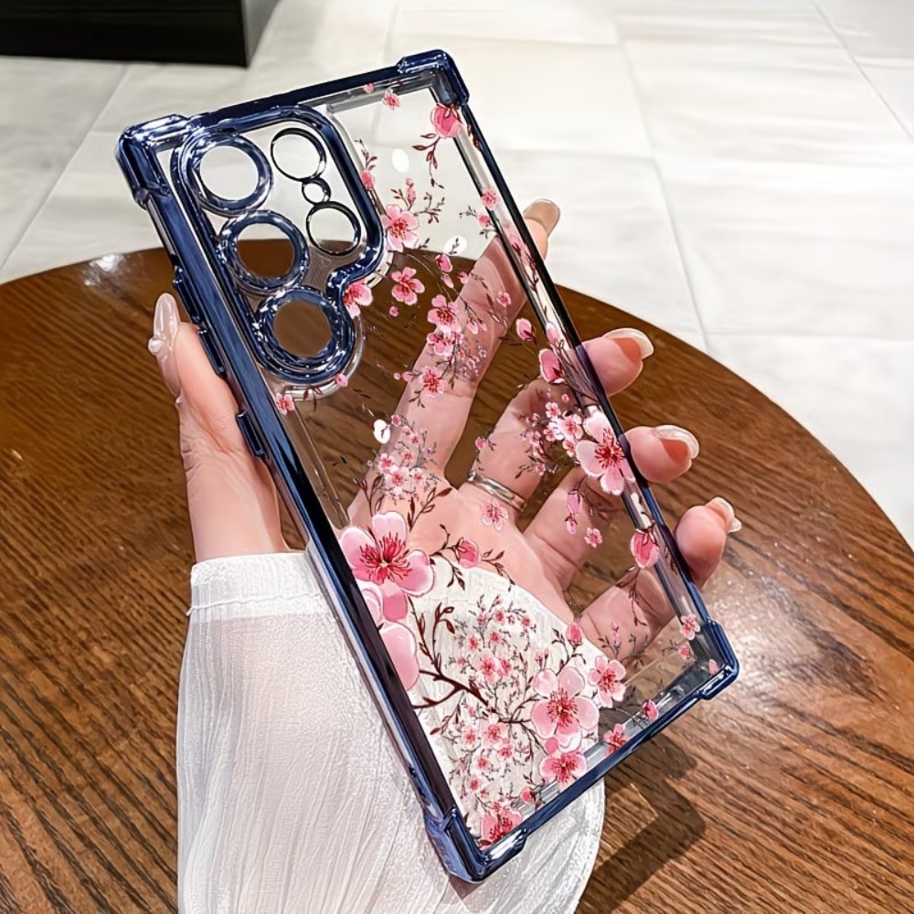 Phone Cases Galaxy S26 - Kiraz Çiçeği Elektrokaplama Dört Köşeli Darbeye