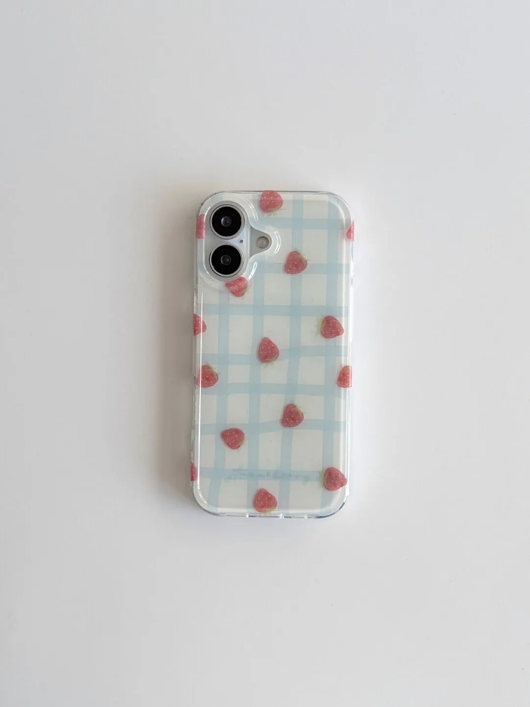 Phone Cases Expensive - Taze Mavi Kareli Desenli Çilekler Lüks