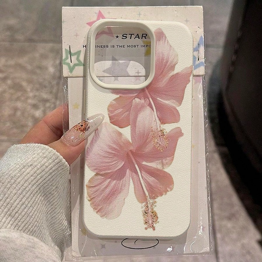 Phone Cases Drop Proof - Pembe Hibiskus Zarif Yüksek Estetik Telefon