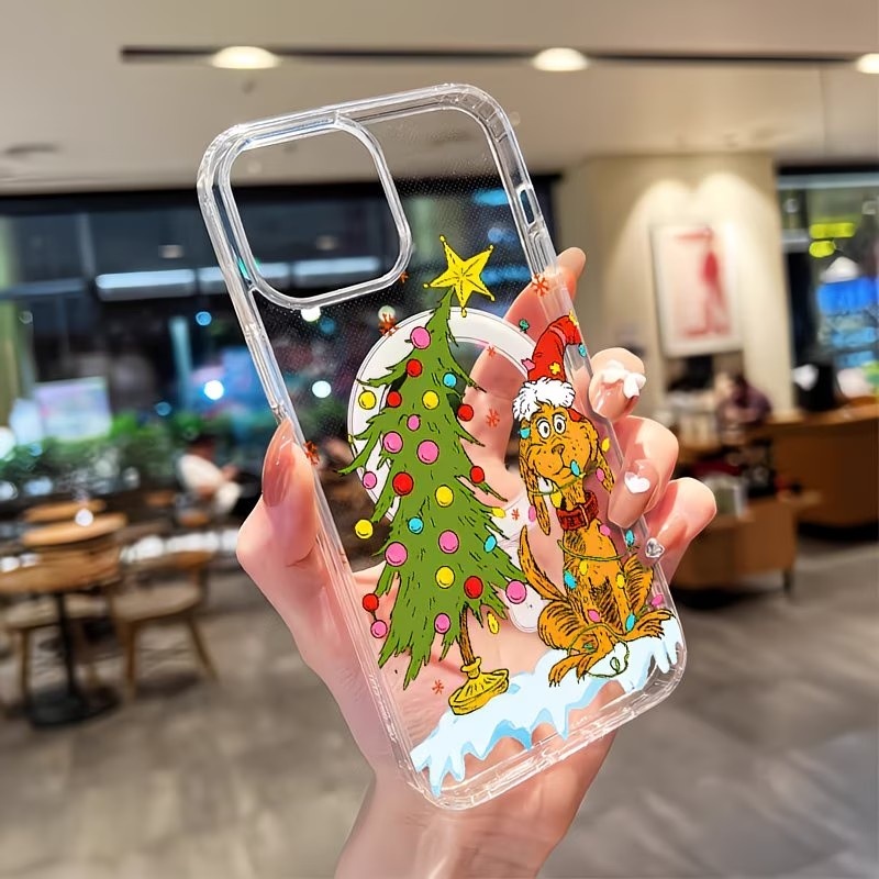 Clear Magsafe Case - Yavru Köpek Temalı Noel Partisi Şeffaf