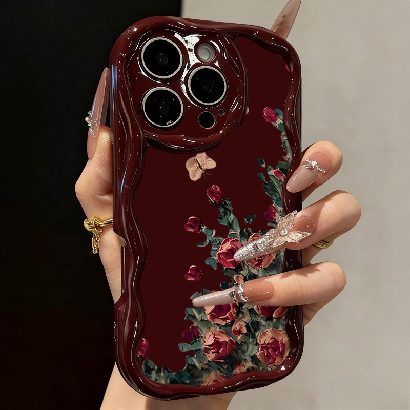 Phone Cases Expensive - Retro Yağlı Boya Çiçek Desenli Telefon
