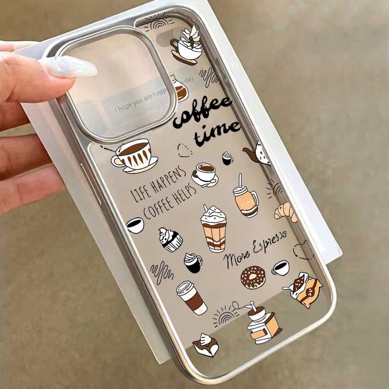 Phone Cases Drop Proof - Harfli Kahve Grafiti Desenli Telefon Kılıfı